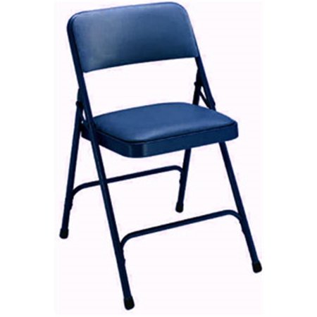 BETTERBEDS Vinyl Upholstered Premium Folding Chair Dark Midnight Blue with Blue Frame- Set of 4 BE410694